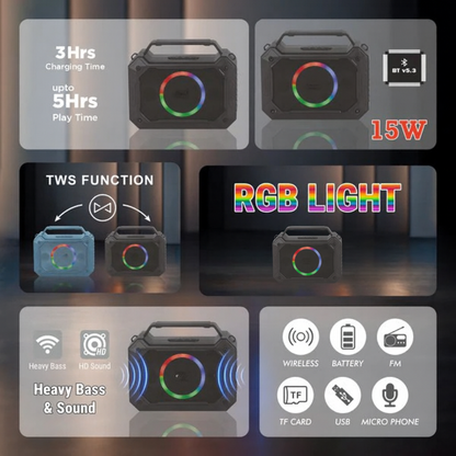 15W RGB Portable Bluetooth Speaker