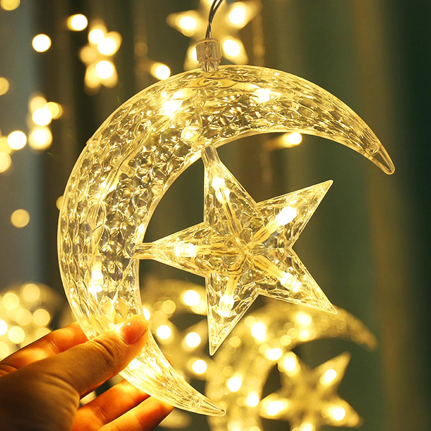 Warm White Moon-Star Curtain Light