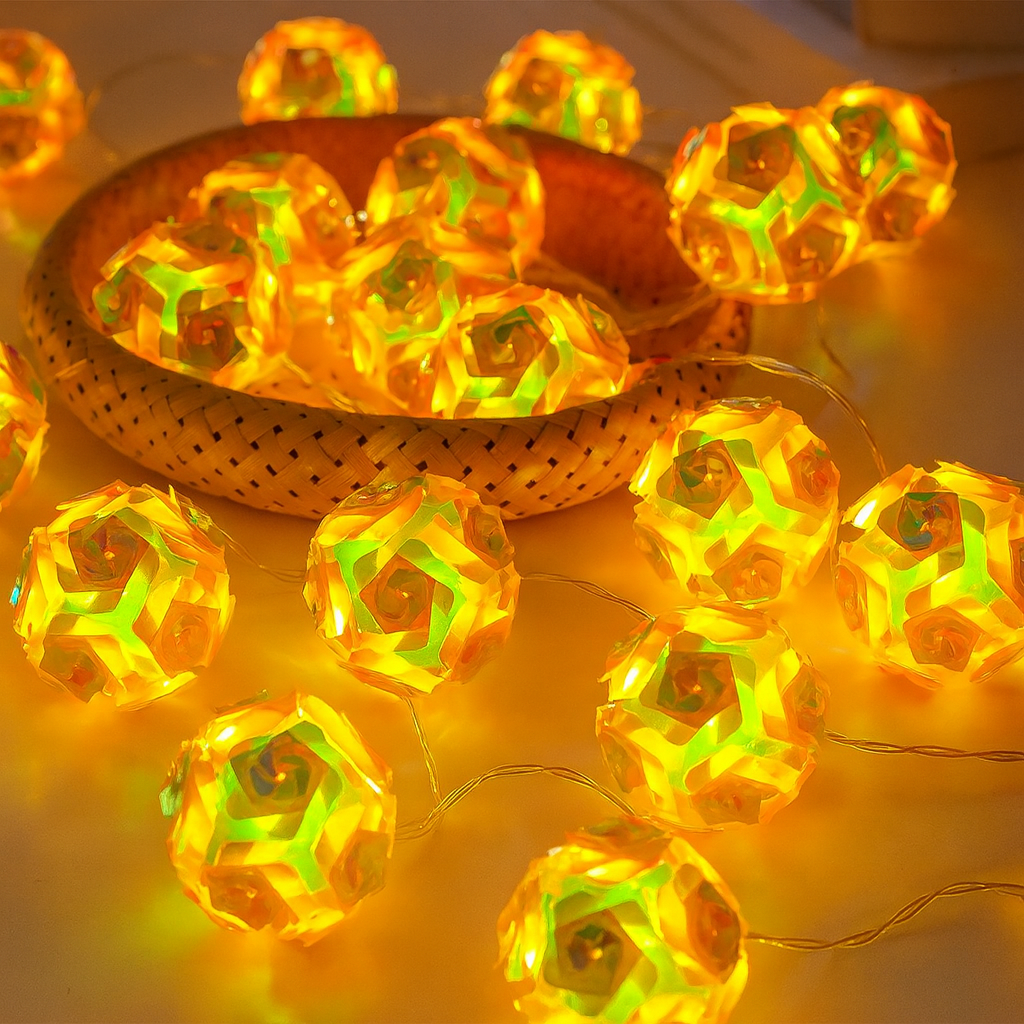 10-Ball Warm Yellow Decorative String Lights
