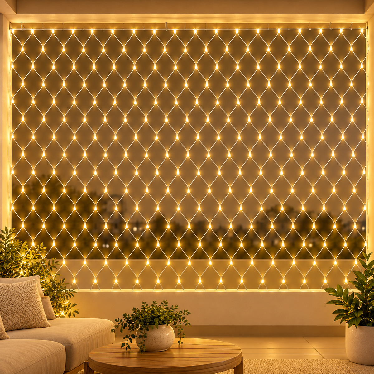 Net Mesh Curtain Fairy Lights for Decoration, 200 LED with 8 Modes Remote, Warm White Decorative Lights for Home Decor, Room, Wall, Balcony, Wedding, Party, Christmas, Diwali Decoration- 6x6 Ft