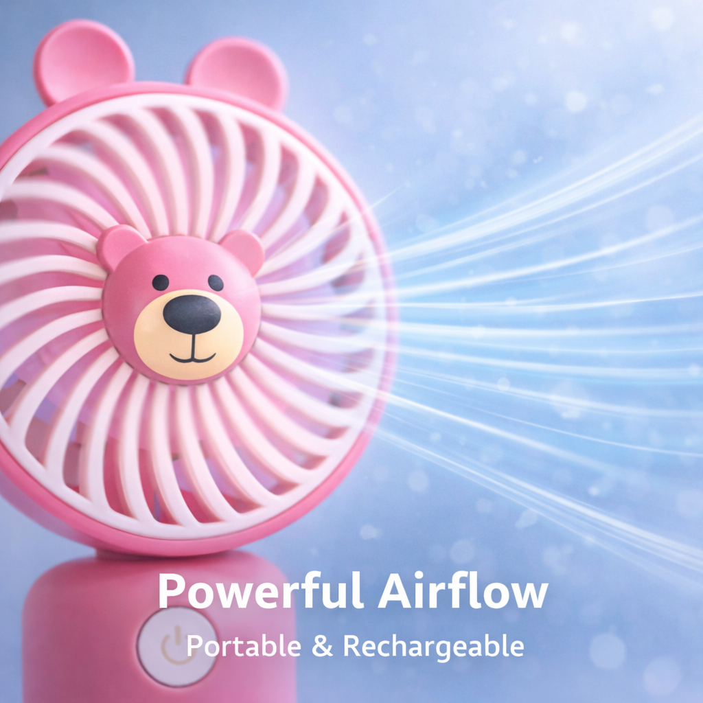 Mini Portable USB Rechargeable Handheld Fan – Foldable, Quiet & Travel Friendly(ASSORTED)(Pack of 1)