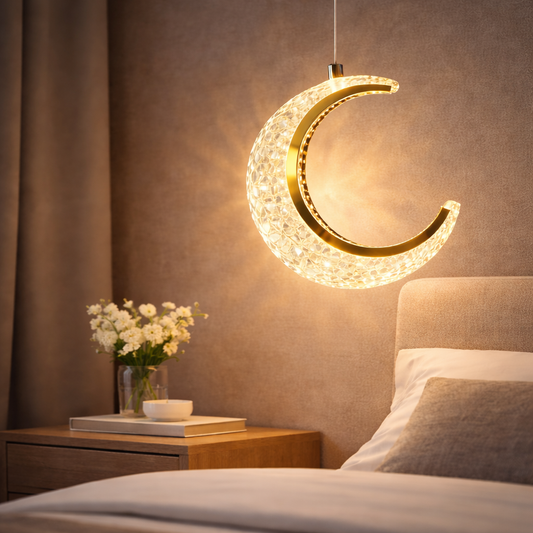 Crescent Moon Crystal Pendant Light —(1 Ft)