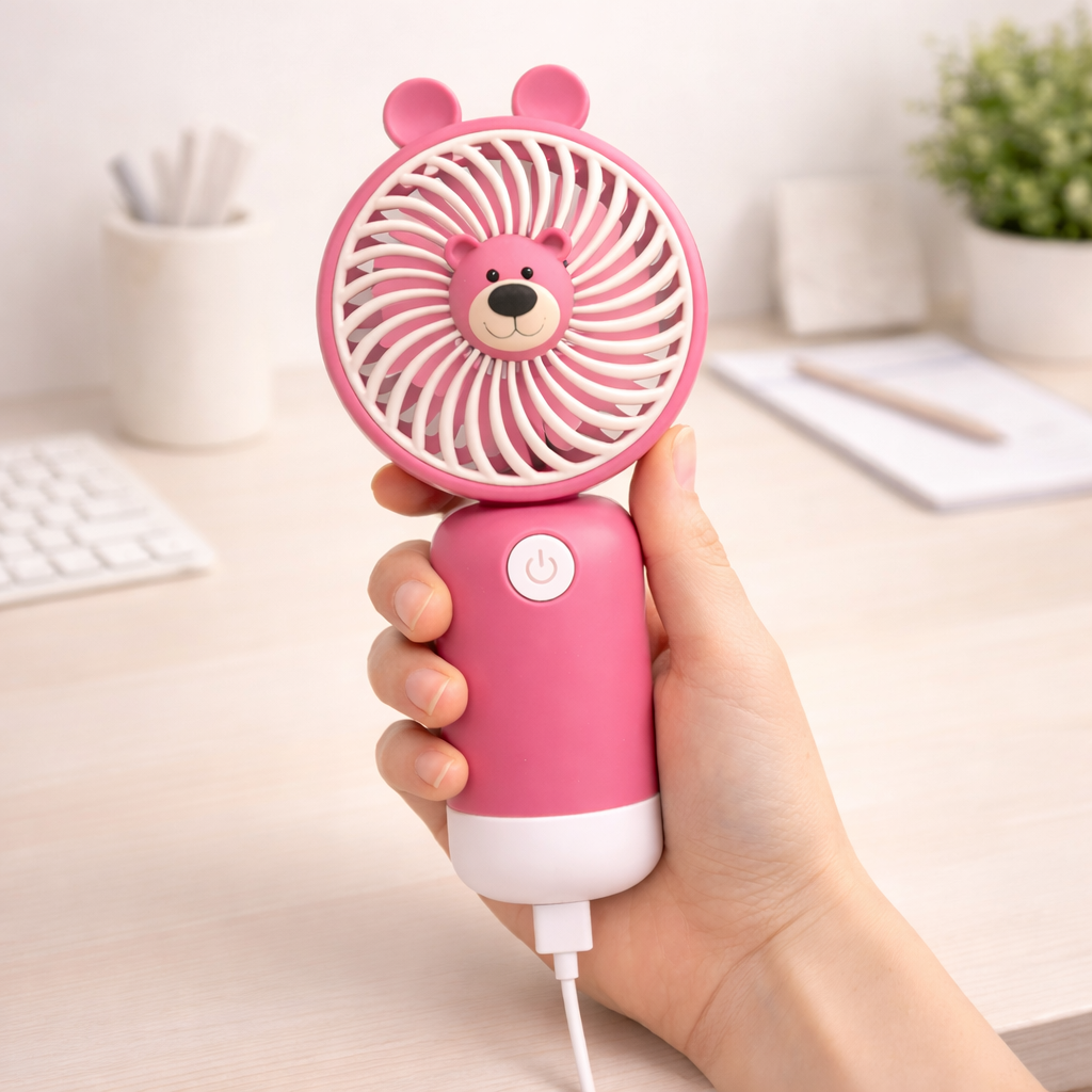 Mini Portable USB Rechargeable Handheld Fan – Foldable, Quiet & Travel Friendly(ASSORTED)(Pack of 1)