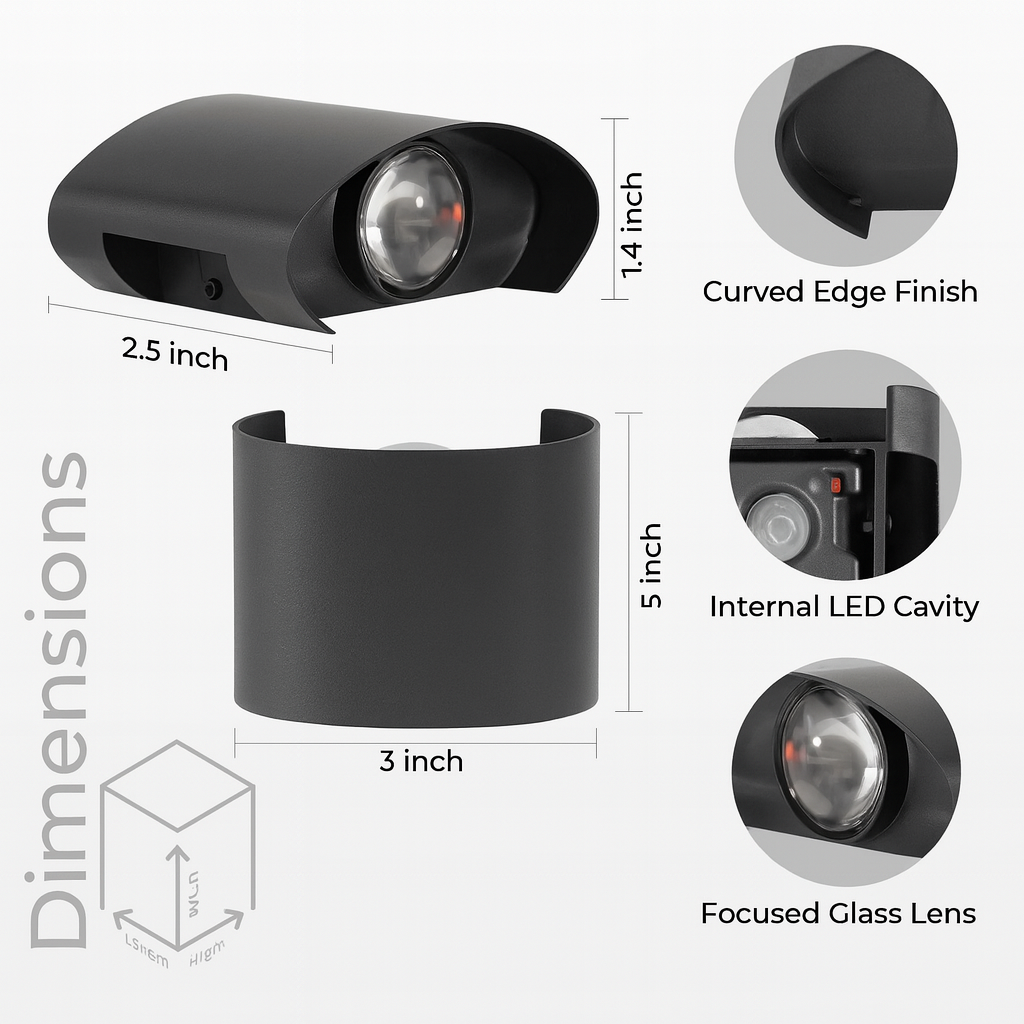 2W Up-Down Warm White LED Wall Light