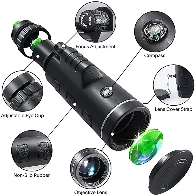 Panda Camera 40x60 HD Monocular Lens Telescope with Mini Tripod and Mobile Camera Clip for All Smartphones