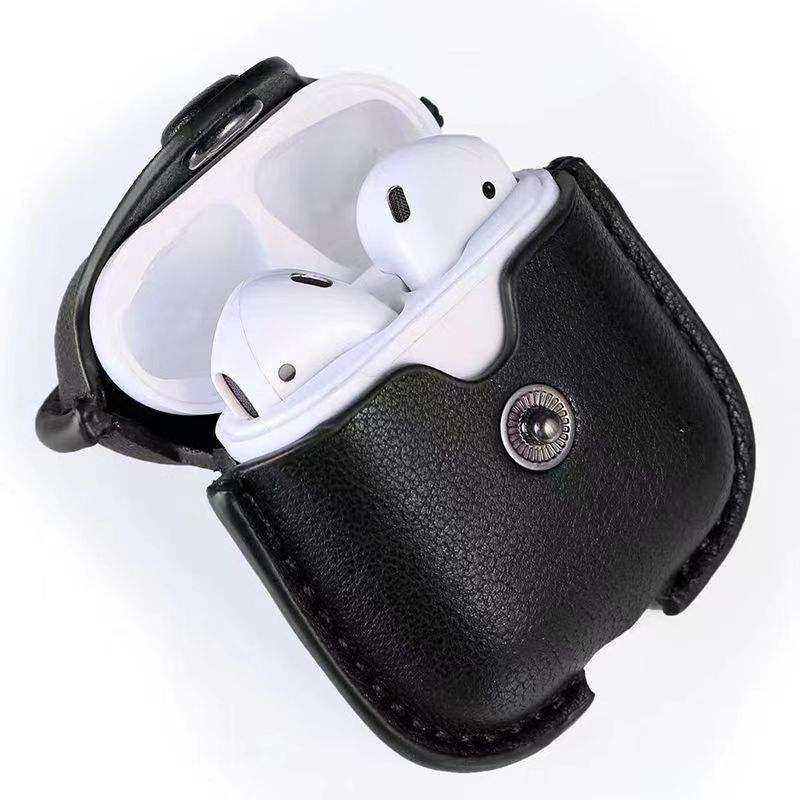 Leather Case with Keychain Luxury Portable Shockproof Protective Cover and Skin Compatible with AirPods Pro