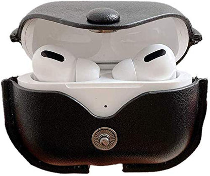 Leather Case with Keychain Luxury Portable Shockproof Protective Cover and Skin Compatible with AirPods Pro
