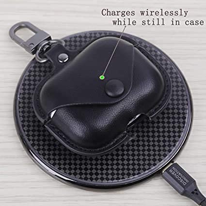 Leather Case with Keychain Luxury Portable Shockproof Protective Cover and Skin Compatible with AirPods Pro