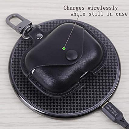 Leather Case with Keychain Luxury Portable Shockproof Protective Cover and Skin Compatible with AirPods Pro