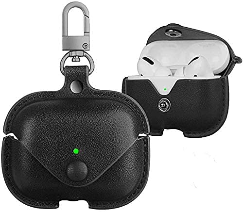 Leather Case with Keychain Luxury Portable Shockproof Protective Cover and Skin Compatible with AirPods Pro