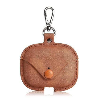 Leather Case with Keychain Luxury Portable Shockproof Protective Cover and Skin Compatible with AirPods Pro