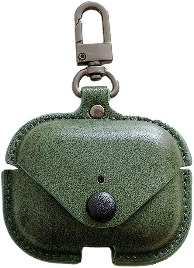 Leather Case with Keychain Luxury Portable Shockproof Protective Cover and Skin Compatible with AirPods Pro