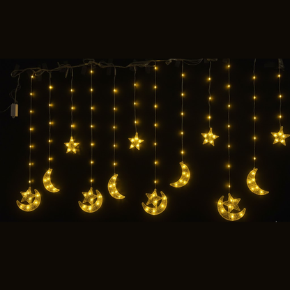 Warm White Moon-Star Curtain Light