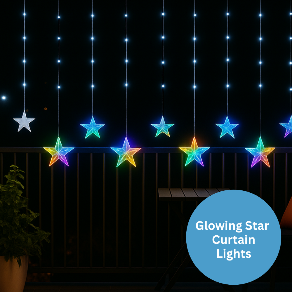 Multicolor Glowing Star Curtain Lights