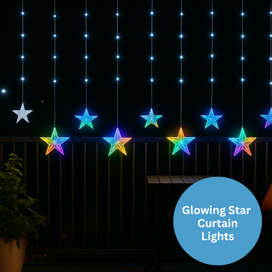 Multicolor Glowing Star Curtain Lights