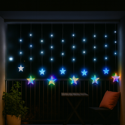 Multicolor Glowing Star Curtain Lights
