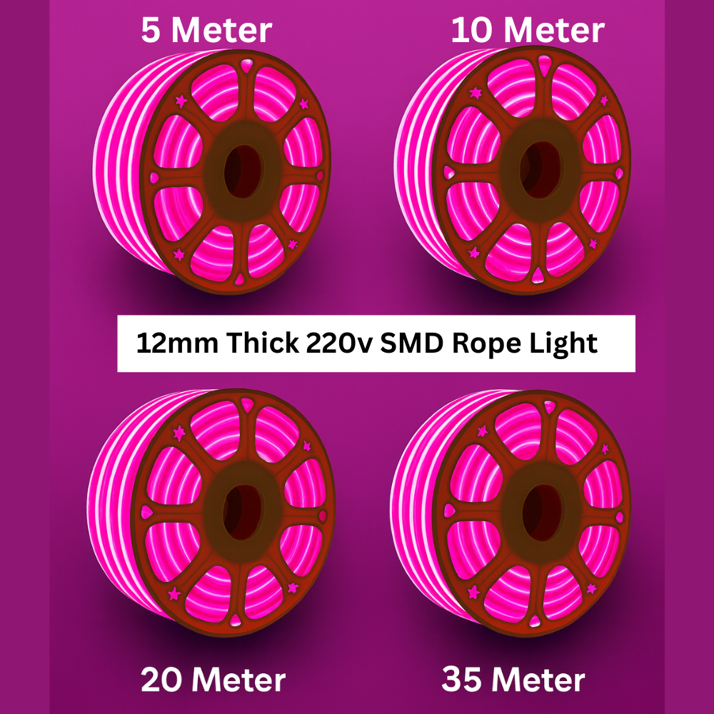 12MM THICK 220V SMD Pink Neon Rope Light