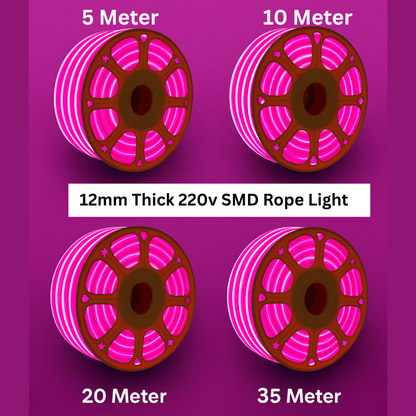 12MM THICK 220V SMD Pink Neon Rope Light