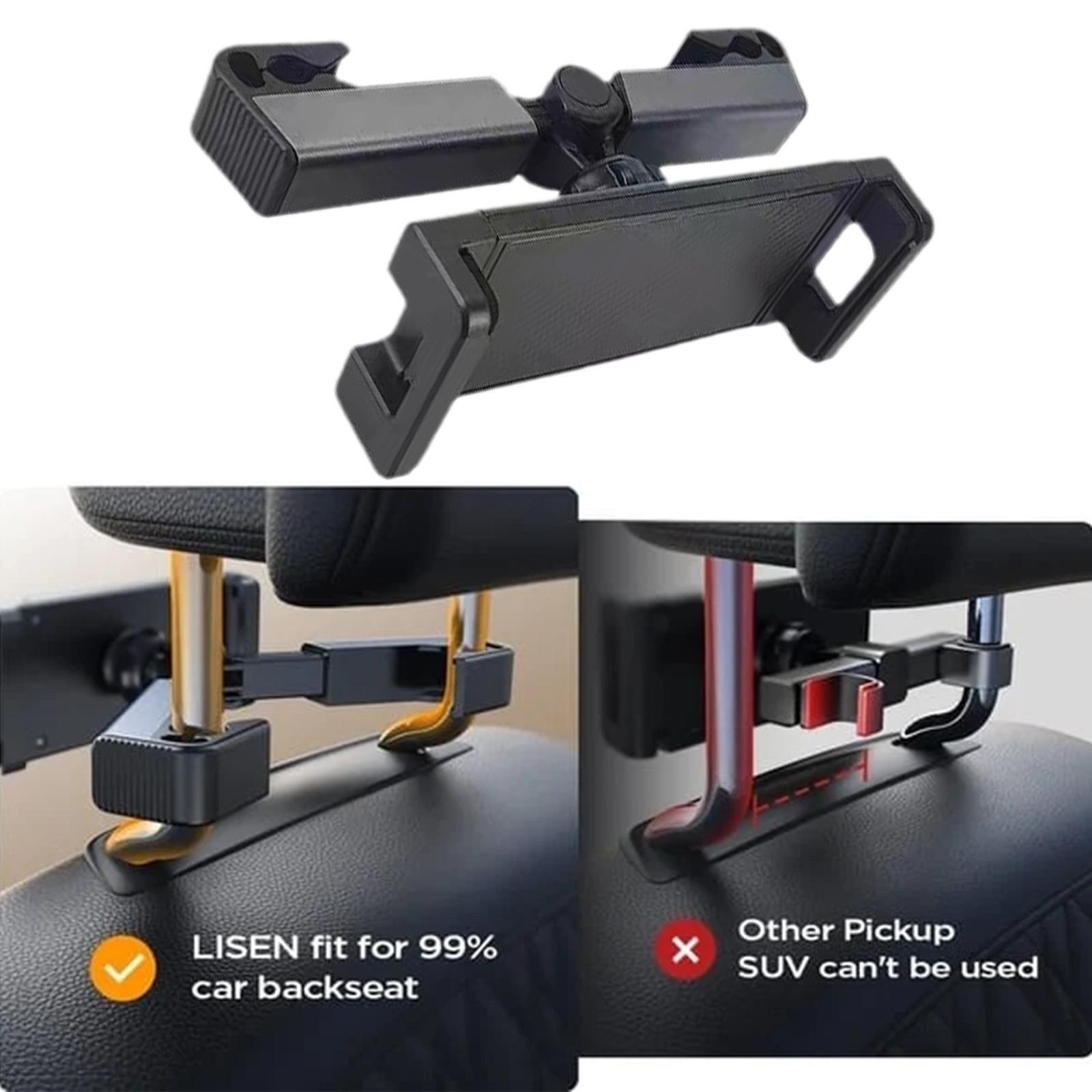 Car Headrest Tablet Mount Holder,[Double Extendable Stick] 360? Rotation iPad Car Holder Back Seat for Tablets, Cell Phone and More 4.7-12.9" Devices, Headrest Posts Width 1.6-6.9"