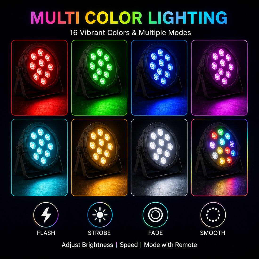 12 LED RGB Multicolor PAR Light with Remote Control