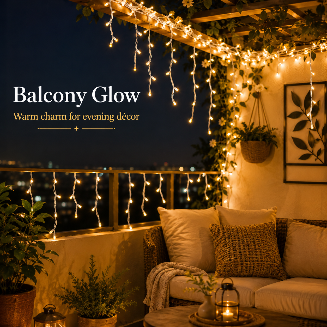 Warm Golden Waterfall Curtain LED String Lights  8-Mode AC Powered Decorative Curtain Lights