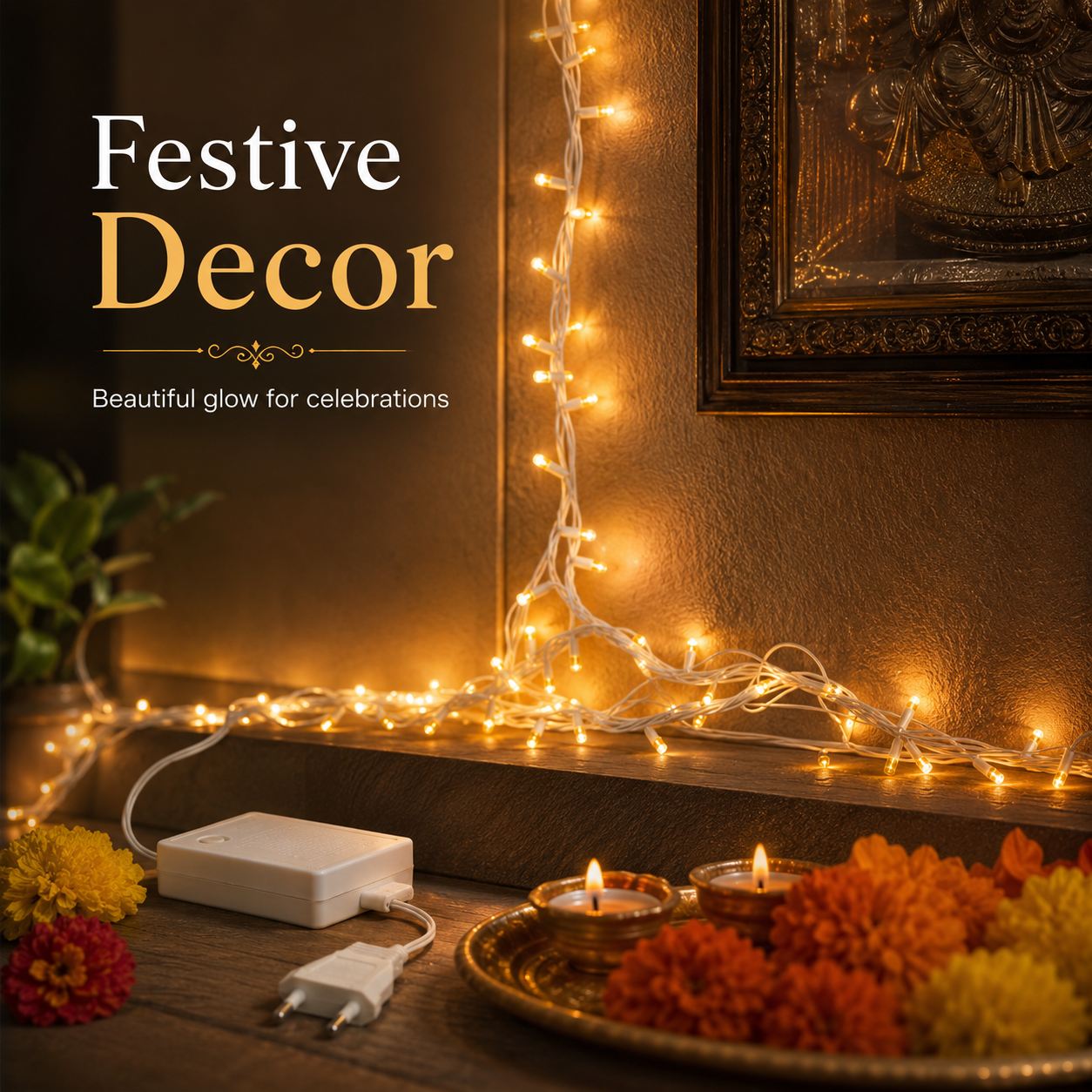 Warm Golden Waterfall Curtain LED String Lights  8-Mode AC Powered Decorative Curtain Lights