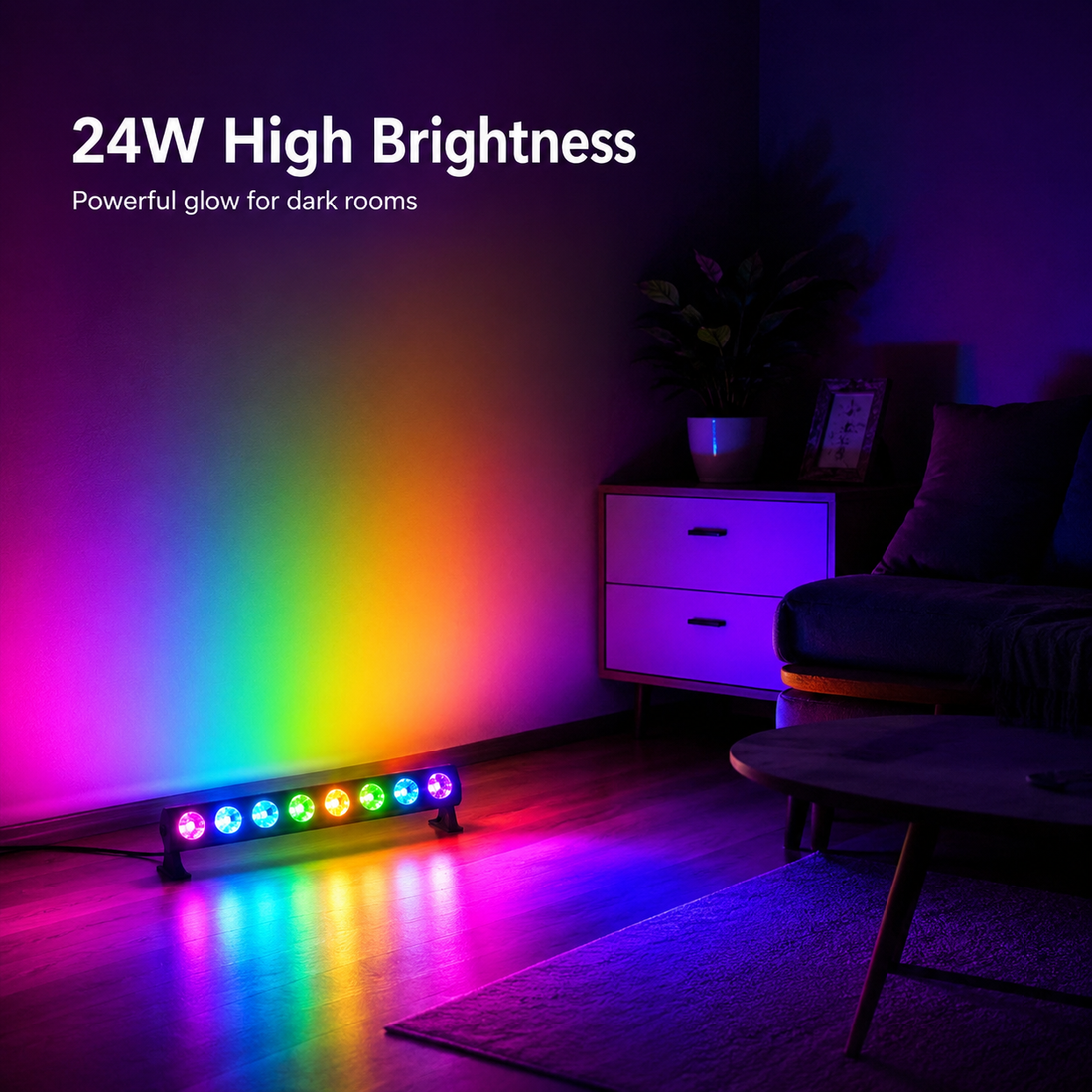 24W RGB MULTICOLOR LED LIGHT BAR- High-Brightness Decorative Light for Parties, Festivals & Home Décor