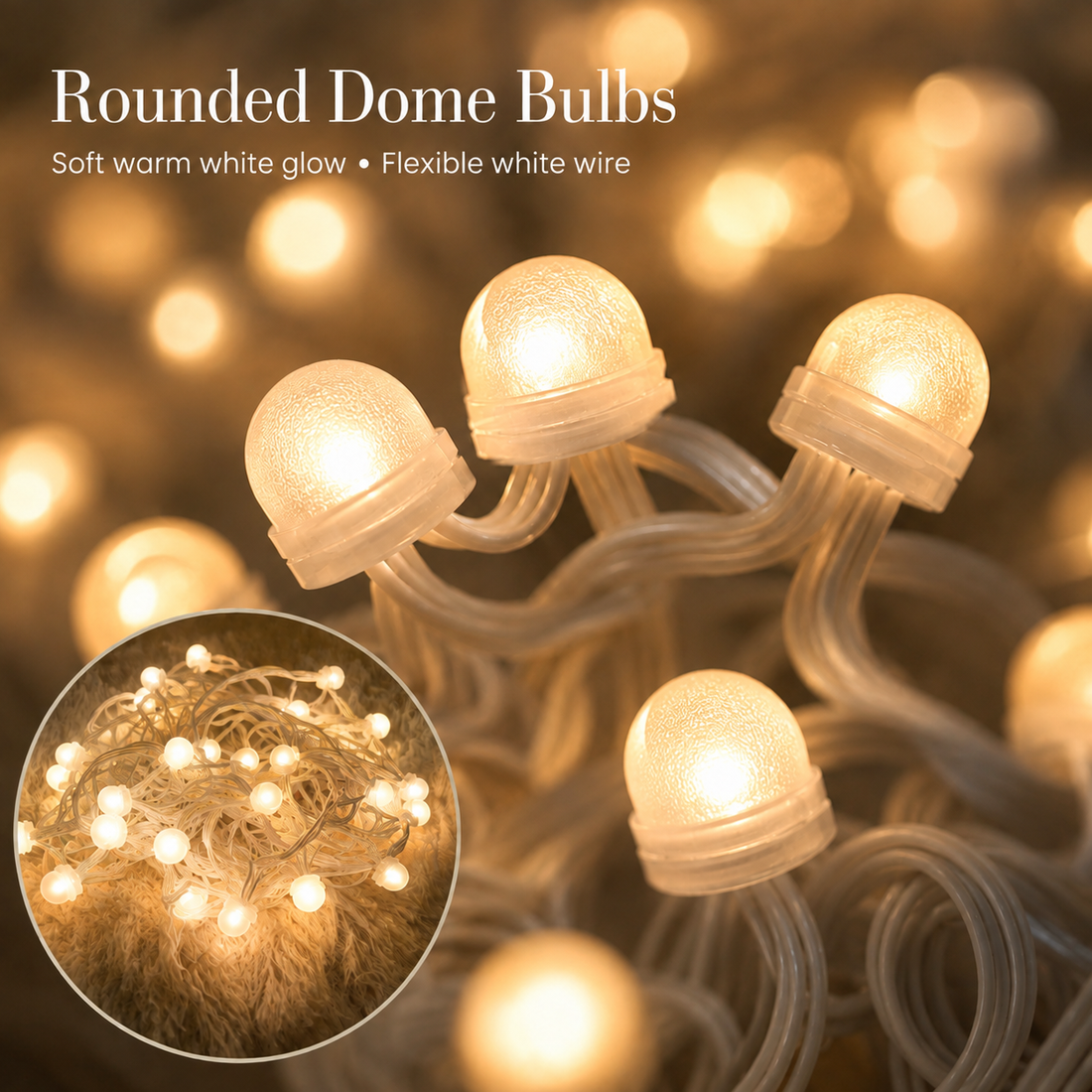 GOLDEN GLOW DOME LED STRING LIGHTS- Warm White Decorative Lighting for Every Celebration
