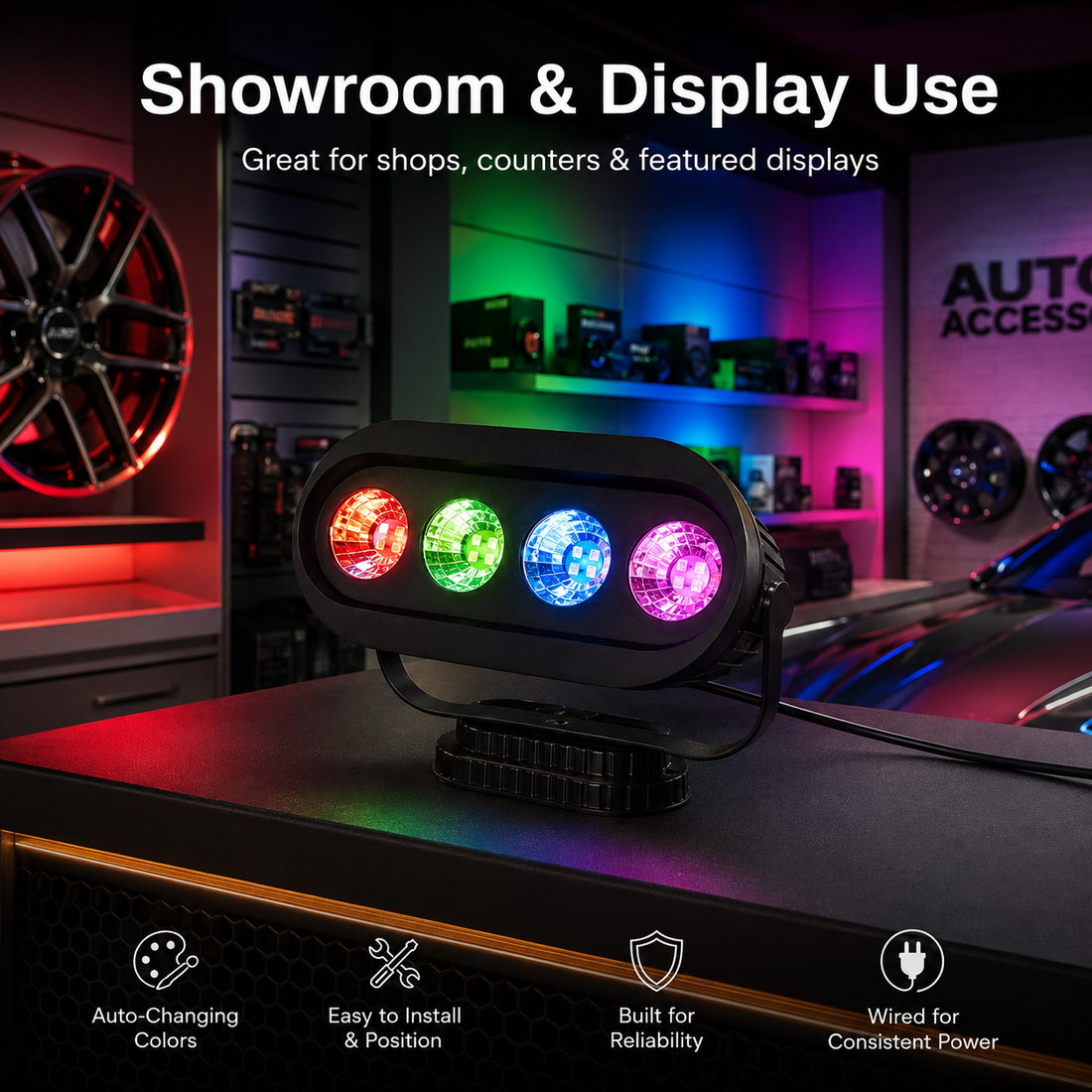 12W COB Auto Change Multicolor LED Spotlight with Controller