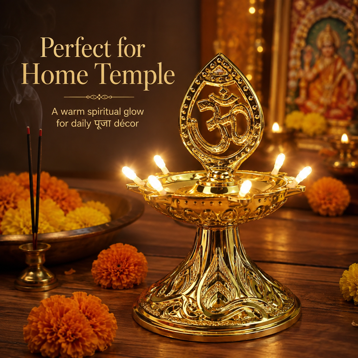 Om Design Single Layer LED Electric Diya
