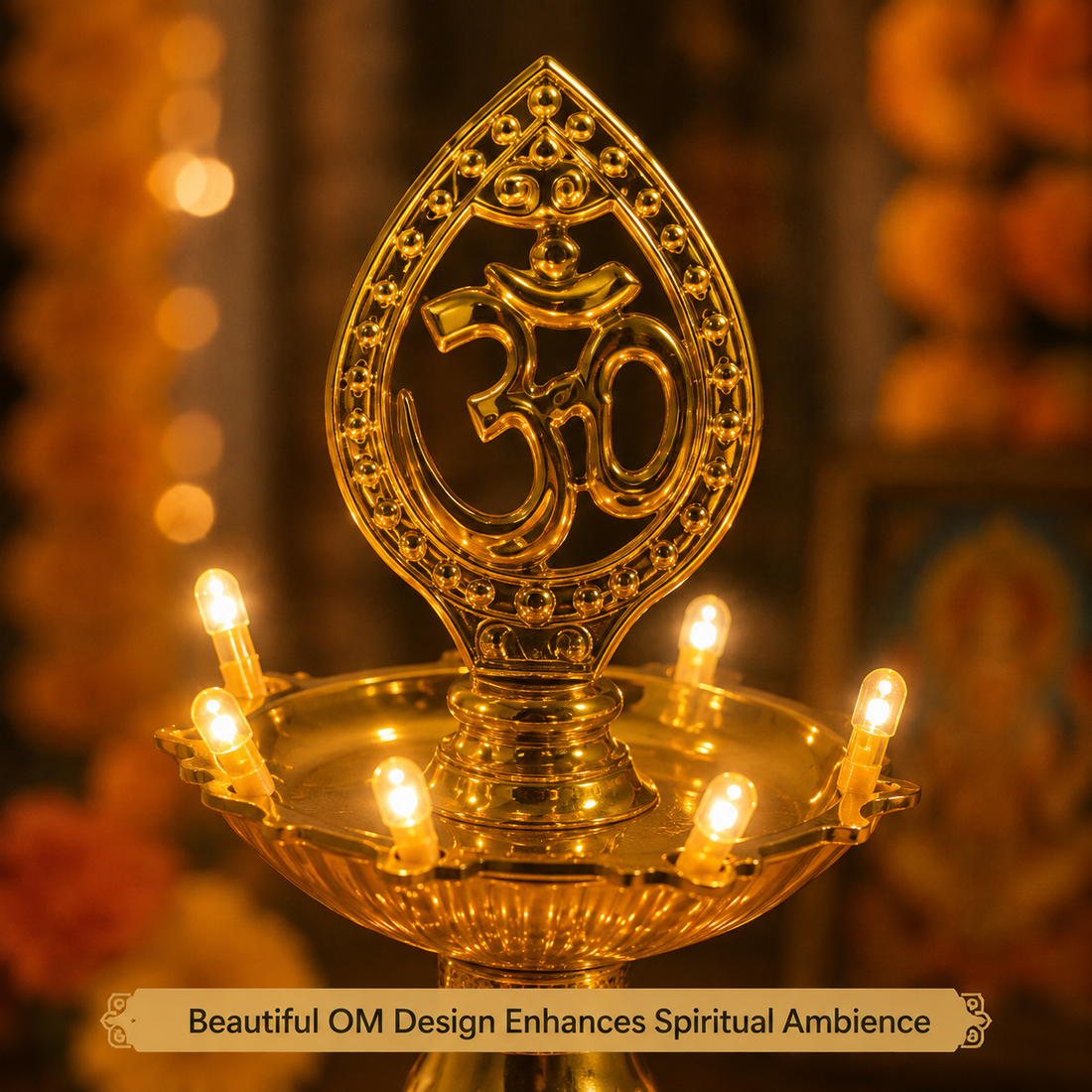 Om Design 3-Layer LED Electric Mandir Lamp