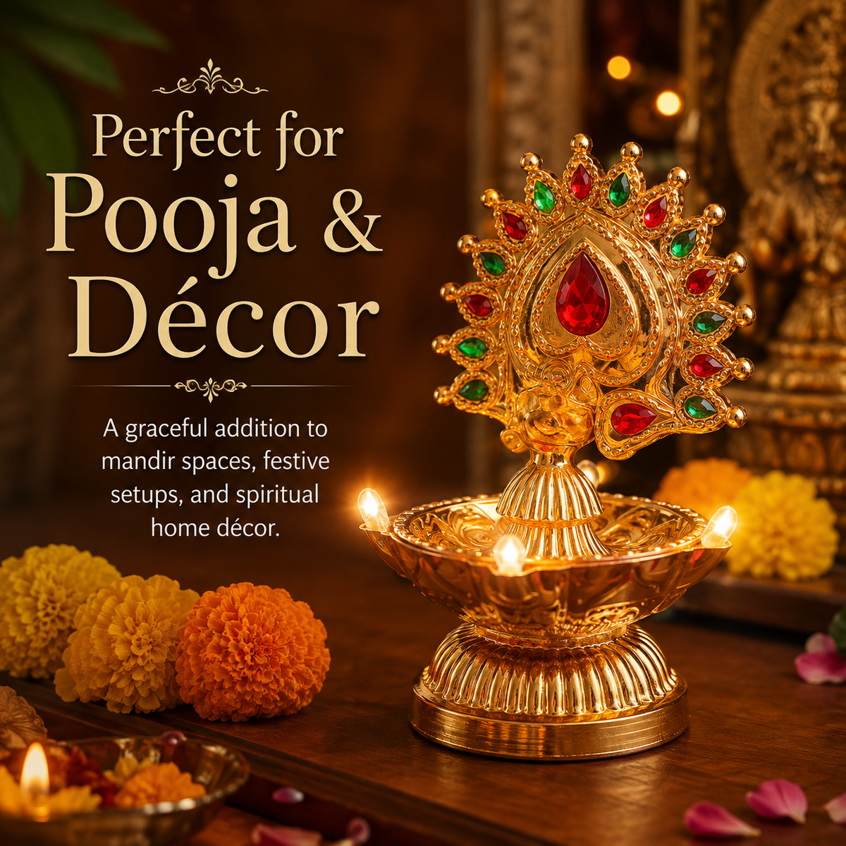 Royal Peacock LED Electric Diya