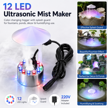 12 LED Ultrasonic Atmizng Humidifire with Multicolor Light