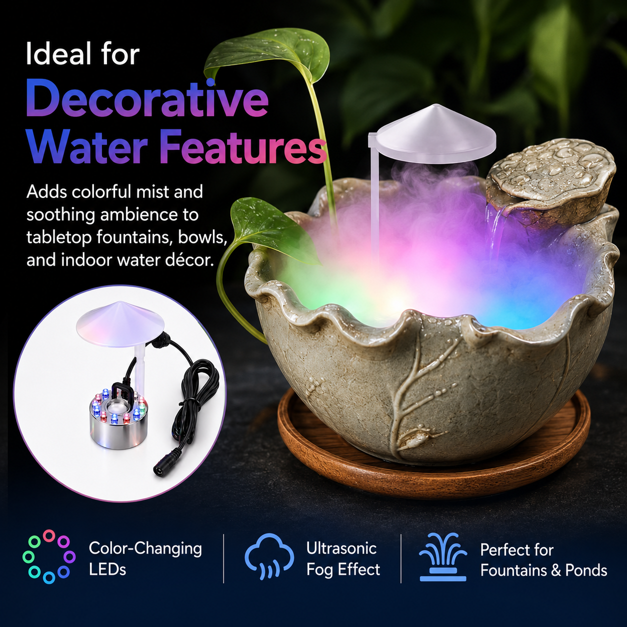 12 LED Ultrasonic Atmizng Humidifire with Multicolor Light