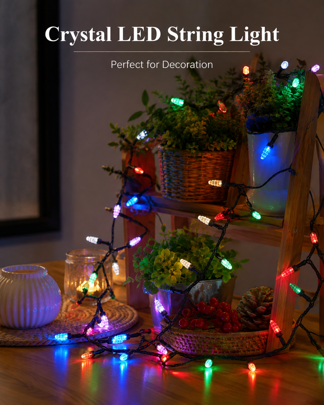 Multicolor Crystal LED String Lights-Decorative Fairy Lights for Home, Balcony, Parties, Festivals & Event Décor
