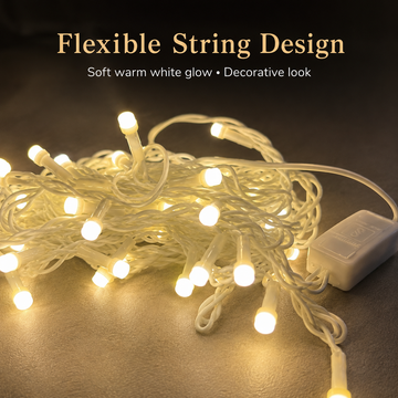 Warm White LED String Lights-Soft Glow Flexible Decorative Lights for Home, Diwali, Parties & Festive Décor