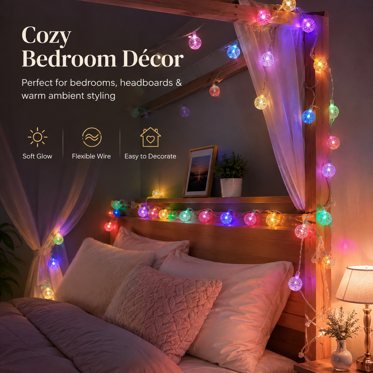 20 LED Crystal Ball Multicolor String Lights