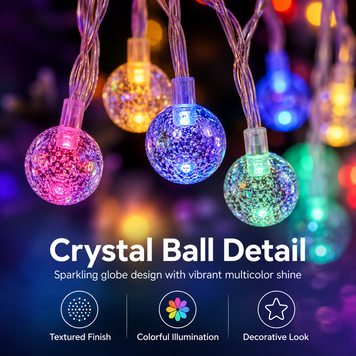 20 LED Crystal Ball Multicolor String Lights