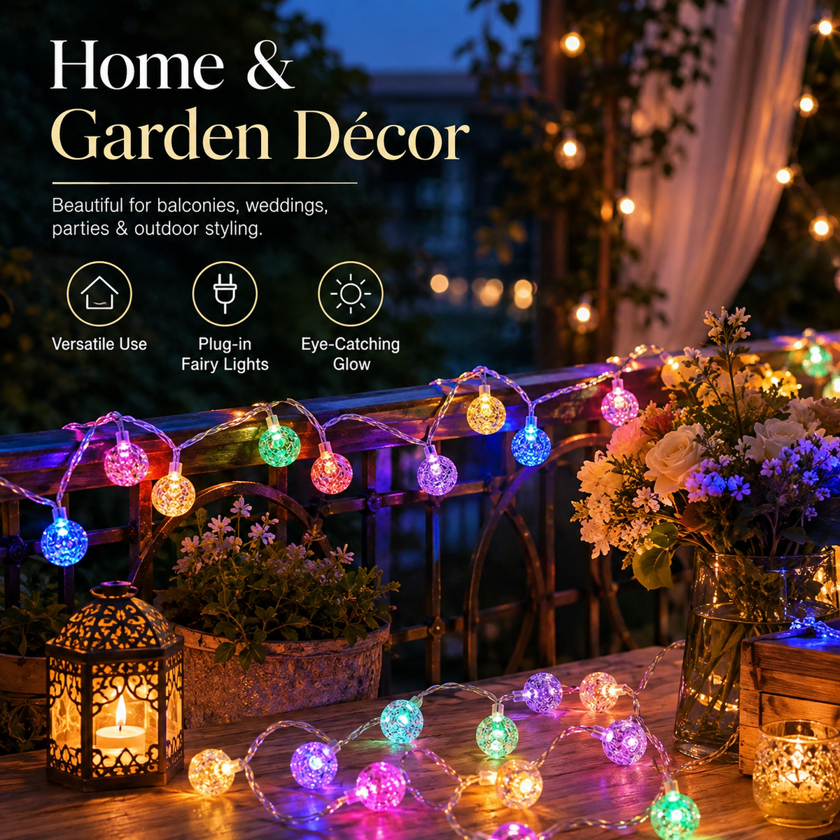 20 LED Crystal Ball Multicolor String Lights