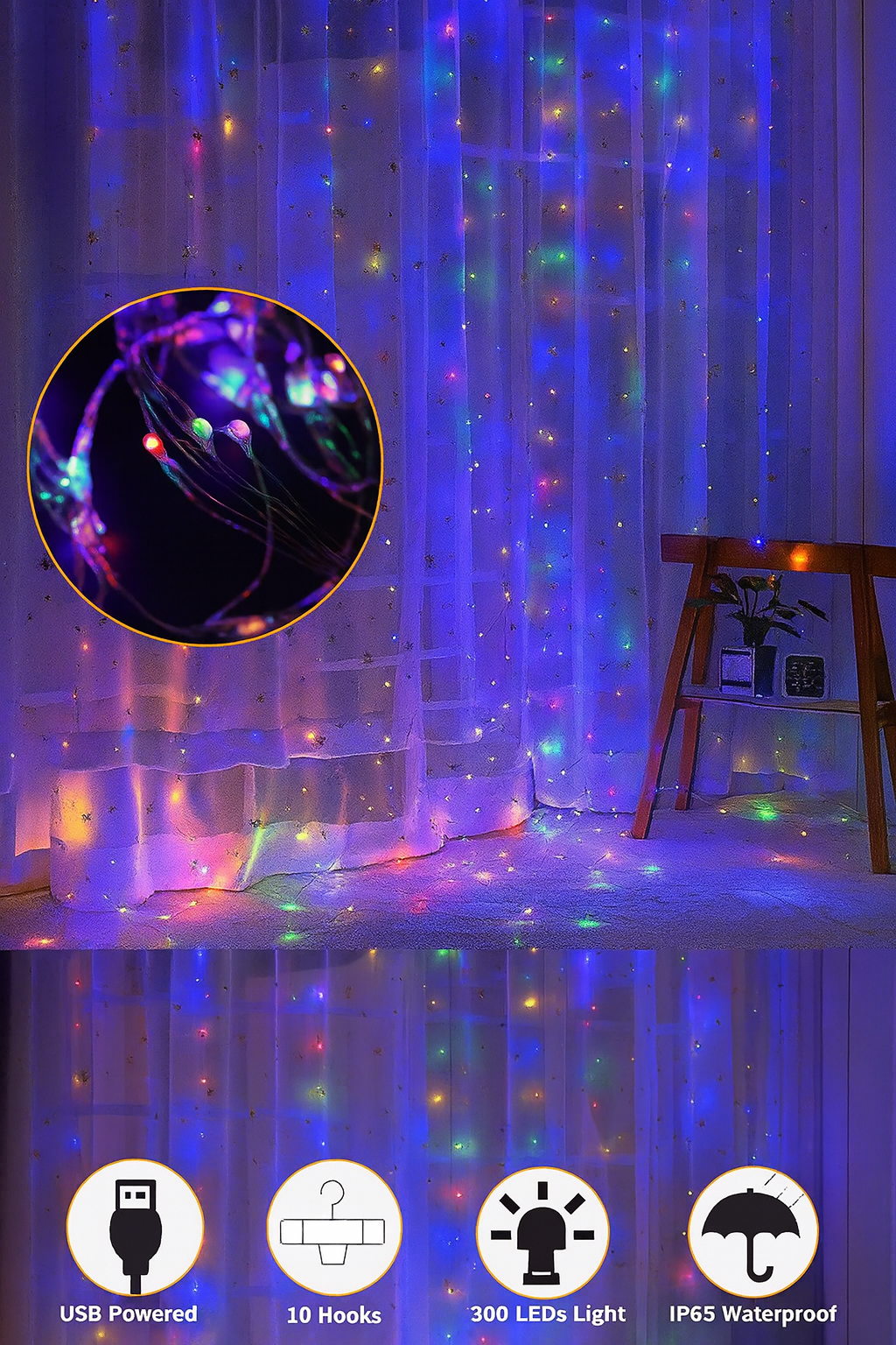 10x10 Multi String Lights Waterfall Effect