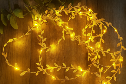Golden Leaves 200 LED Curtain Fairy Lights