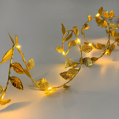 Golden Leaves 200 LED Curtain Fairy Lights
