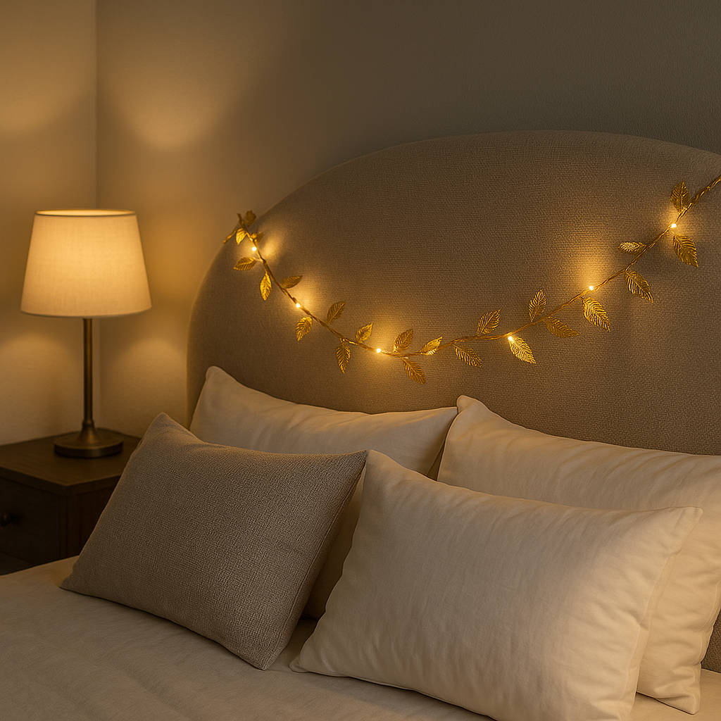 Golden Leaves 200 LED Curtain Fairy Lights