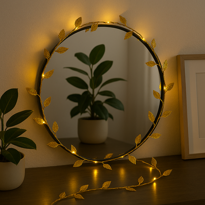 Golden Leaves 200 LED Curtain Fairy Lights