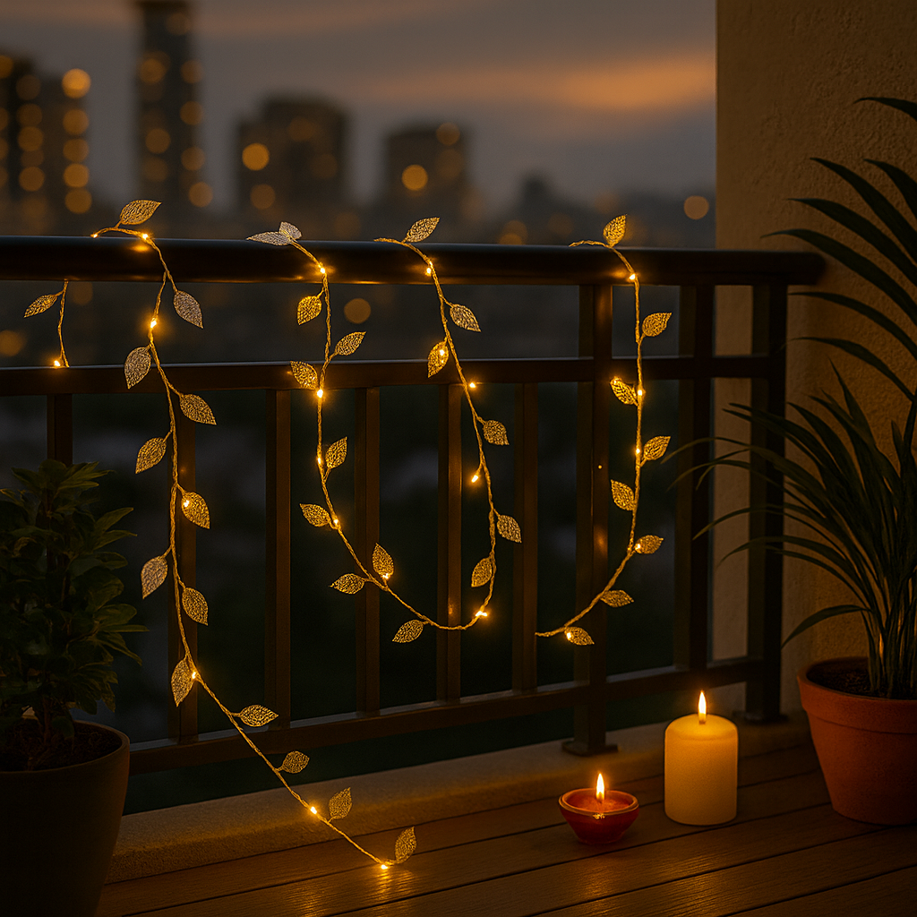 Golden Leaves 200 LED Curtain Fairy Lights