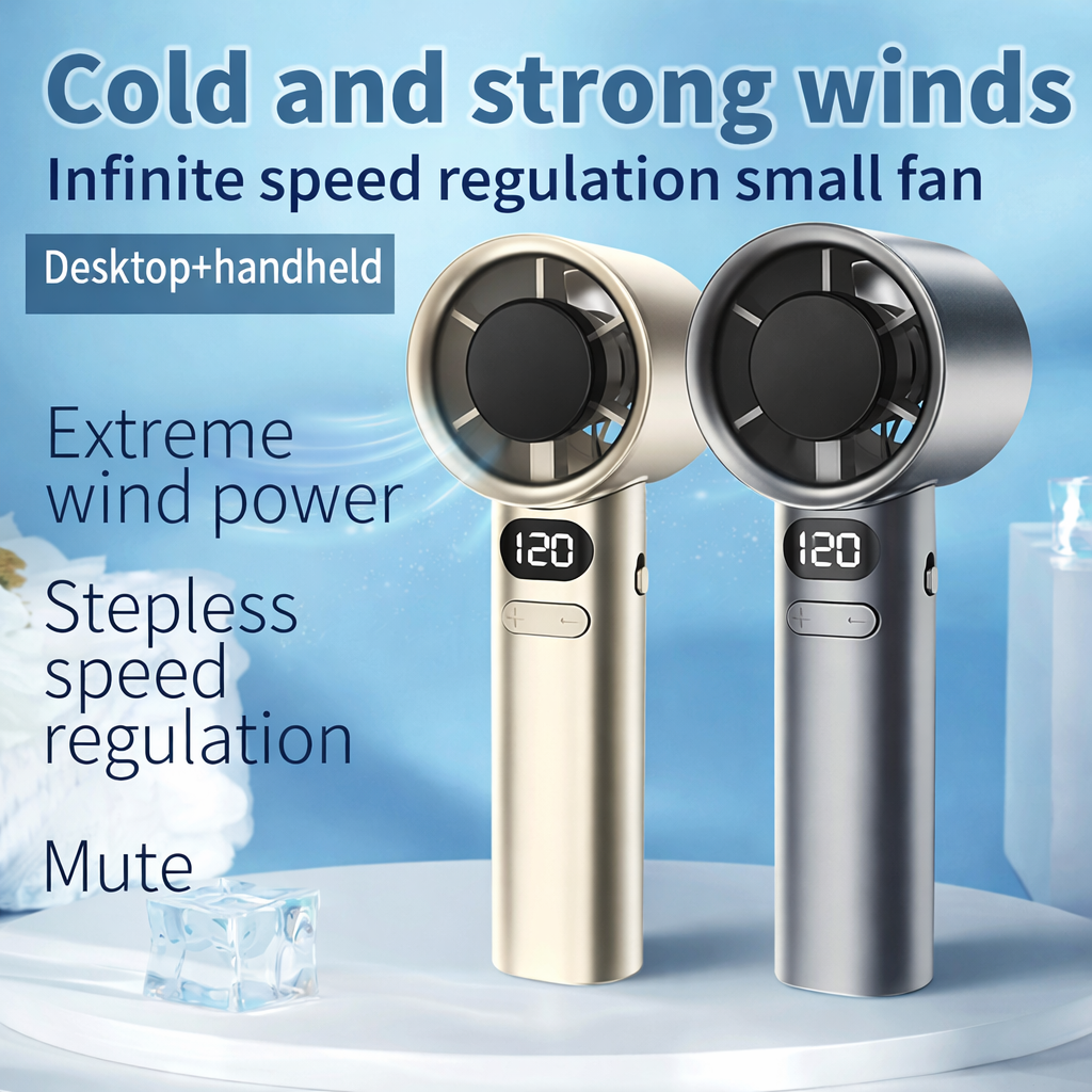 AeroChill Turbo Mini Fan – 120 Speed Portable Handheld Cooling Fan with Digital Display