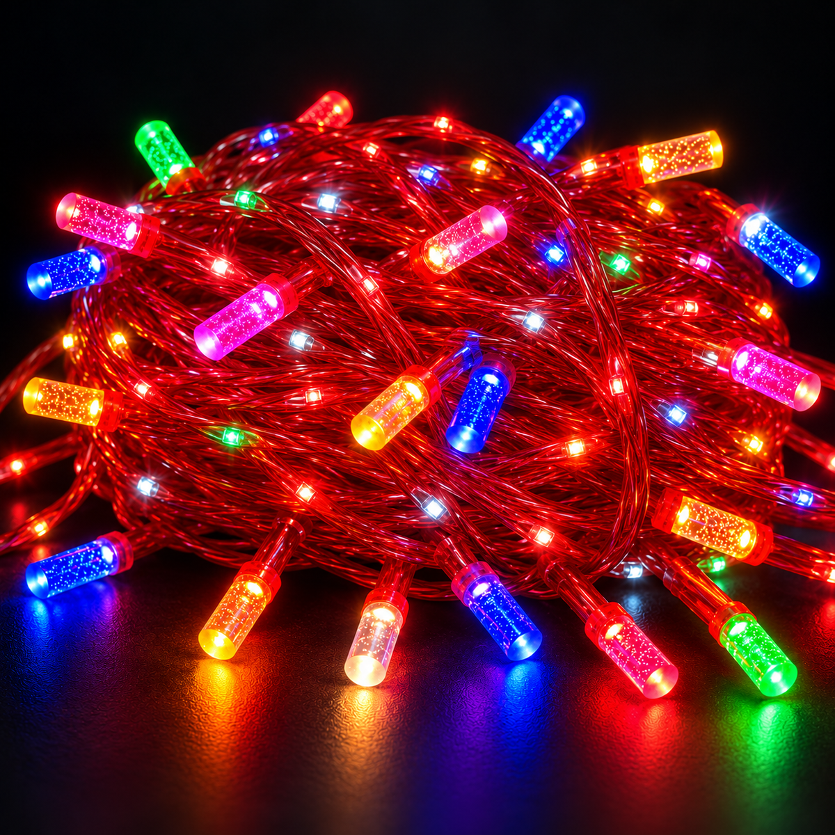 Premium Dual Glow LED String Lights – Multicolor & White LEDs with Luxurious Red Gel Wire