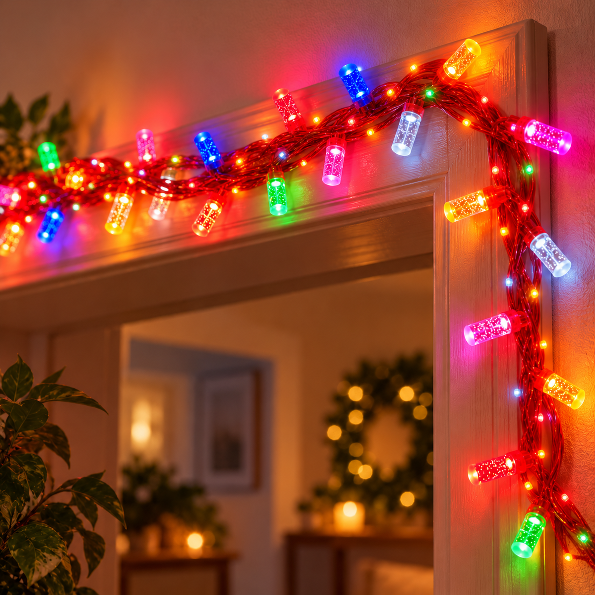 Premium Dual Glow LED String Lights – Multicolor & White LEDs with Luxurious Red Gel Wire