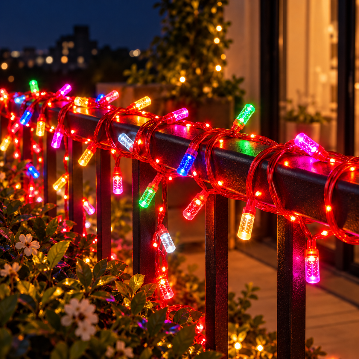 Premium Dual Glow LED String Lights – Multicolor & White LEDs with Luxurious Red Gel Wire
