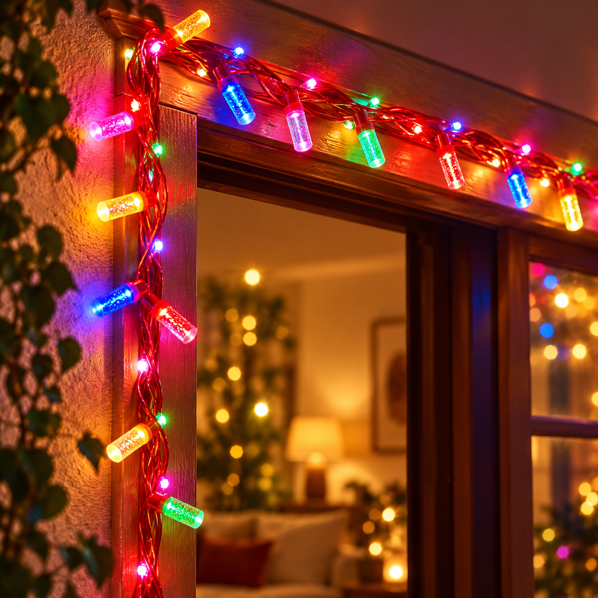 Premium Dual Glow LED String Lights – Multicolor & White LEDs with Luxurious Red Gel Wire
